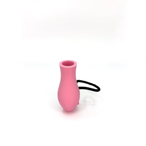 May include: A pink silicone bottle stopper with a black elastic band.