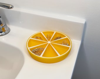 Lemon Jewelry Dish, Yellow Lemon Jewelry Holder, Cute Fruit Jewelry Dish