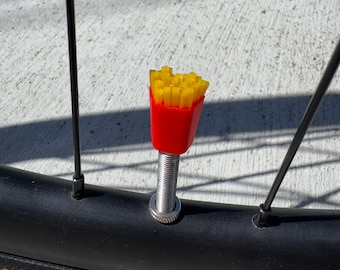 French Fries Presta Bike Valve Caps, Pair of French Fries Bike Valve Caps, Road and Mountain Bike Valve Cap, Great Gift for Bikers