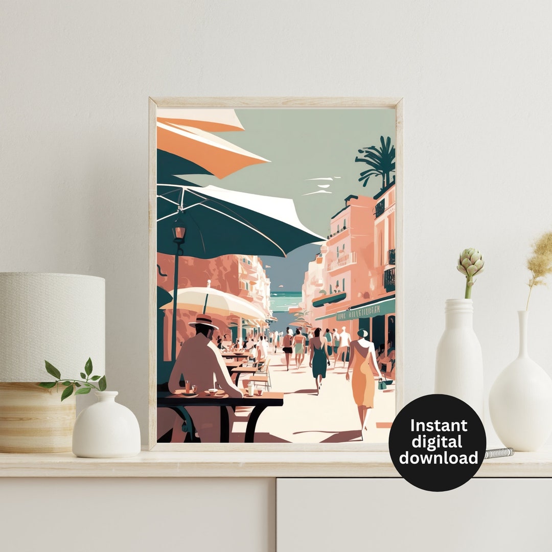 French Riviera Cafe Abstract Art, Wall Decor, Wall Art, Home Decoration ...