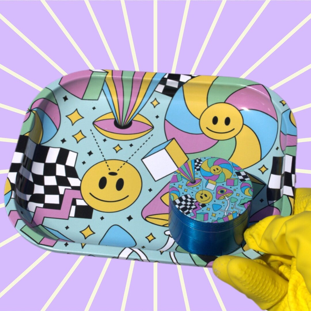 Trippy Rolling Tray and Grinder Set 18x14c Etsy