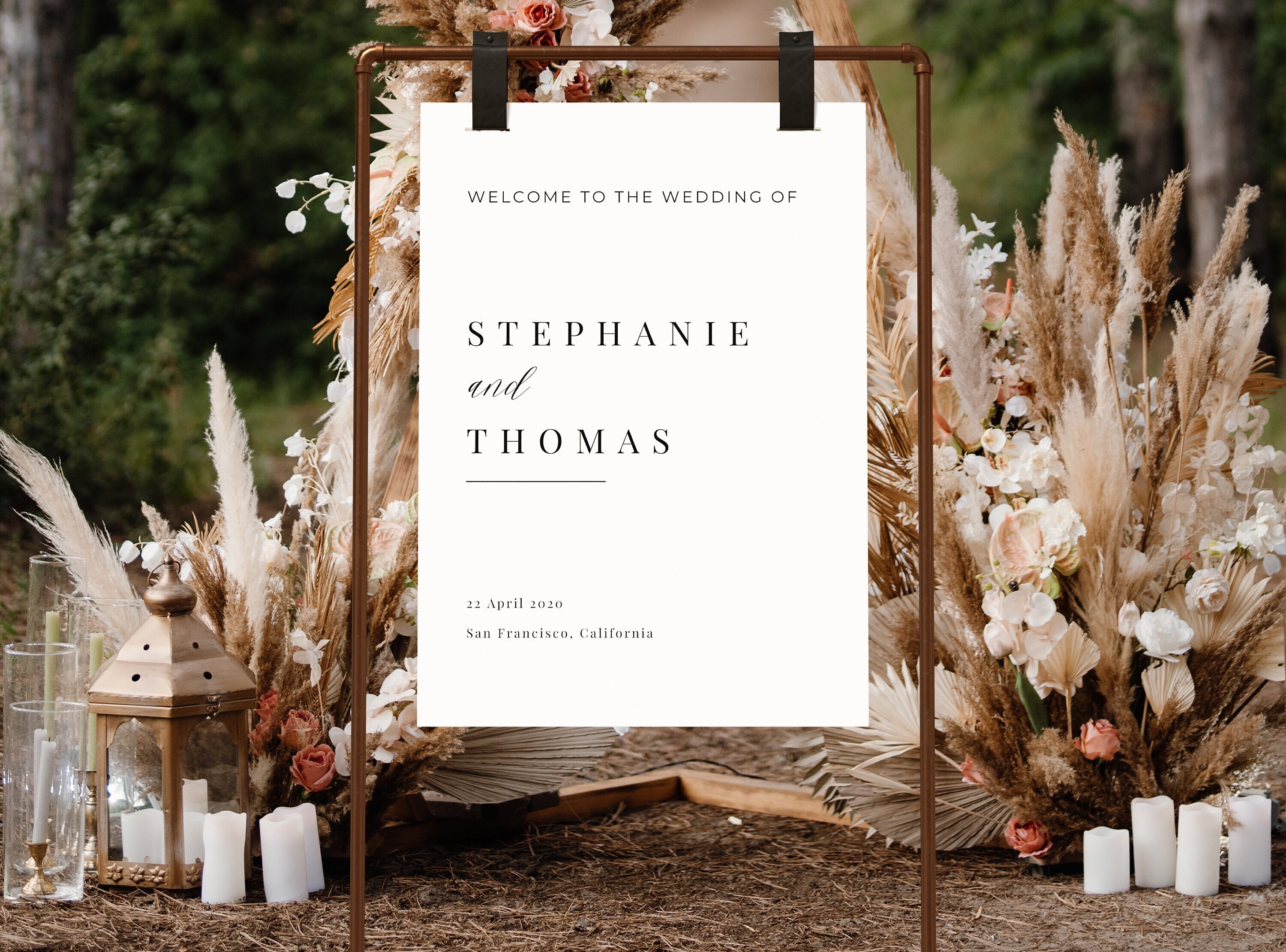 Modern Wedding Welcome Sign Template, Editable Minimalist Welcome Sign ...