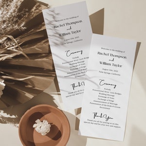 Wedding Program Template, Modern Wedding Ceremony Program, Printable Ceremony Program , DIY Program Card, Editable Wedding Program Template