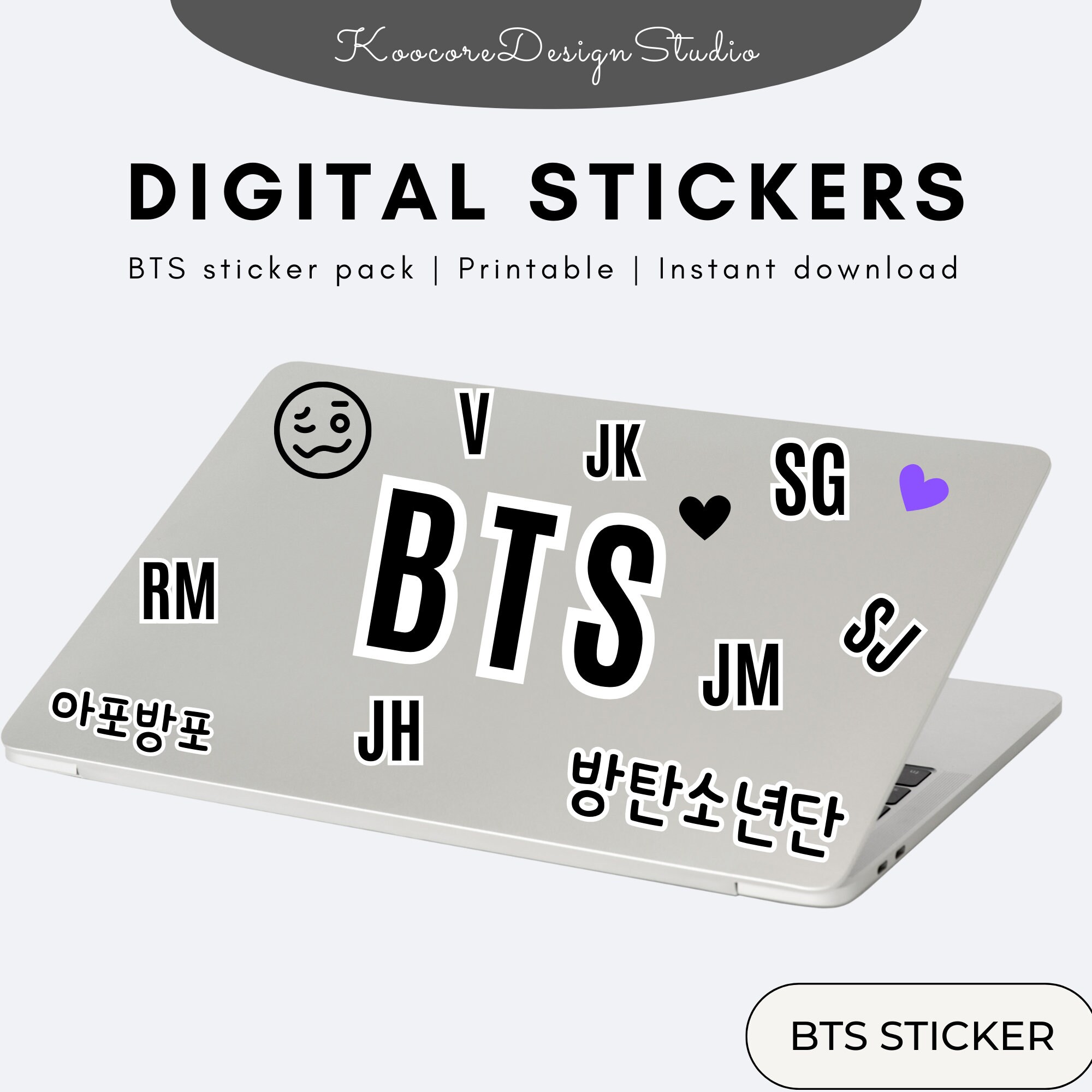 BTS Sticker Pack BTS Pdf Jpg Svg Png Files Vector Cricut - Etsy