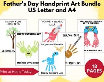 Afdrukbare handafdruk Keepsake Gifts Afdrukbare Fathers Day Sentimental Keepsake Baby Keepsake Preschool Activity Handprint Art for Dad Bundle