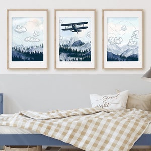Plane Prints Set of 3, Airplane Wall Art, Airplane Decor, Plane Decor, Plane Wall Art, Aviation Theme, Adventure Theme, Boys Room Wall Art