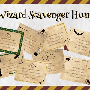 Printable Wizard Scavenger Hunt, Wizard Party Game, Wizard Birthday Game, Treasure Hunt, Birthday Party Printable, Kid Scavenger Hunt Clues