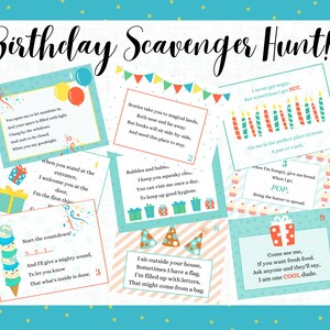Birthday Party Scavenger Hunt, Indoor Birthday Treasure Hunt, Party Game, Birthday Scavenger Hunt Clues, Boy&#39;s Birthday Party Game