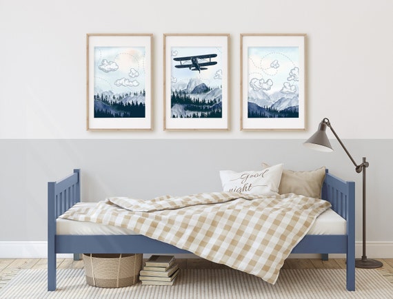 Airplane Prints Set: Watercolor Plane Wall Art (Digital Download)