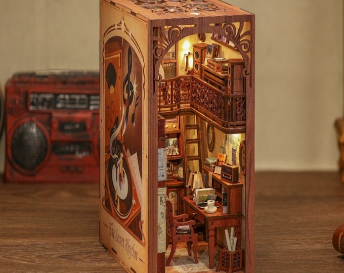 Book Nook Kit With Touch Light, Miniature Bookcase, Bookcase Insert