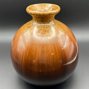 Vintage Brown Ombre Ceramic Pottery Bud Vase