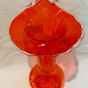Vintage Red Art Glass Jack in the Pulpit Hand Blown Vase