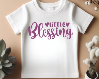 Little Blessing Baby Shower Gift, Personalized Kids Shirt for Birthday, Retro Graphic Tees, Funny Big Sister Shirt