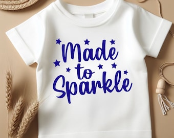 Made To Sparkle Big Sister Shirt, Funny Graphic Tees for Kids, Personalized Baby Gift, Retro Birthday Shirt