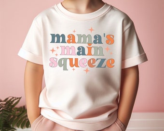 Mama's Main Squeeze Baby Shower Gift, Personalized Kids Shirt for Birthday, Retro Graphic Tees, Funny Big Sister Shirt