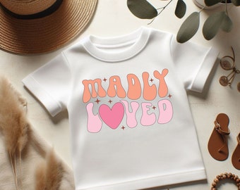 Madly Loved Funny Tshirts, Personalized Shirt Gifts for Kids, Cute Baby Shower Tees, Retro Baby Boy Gift Ideas