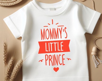 Mommy's Little Prince Retro Shirt Gift for Kids, Personalized Graphic Tees for Babies, Big Brother Shirt with Humor