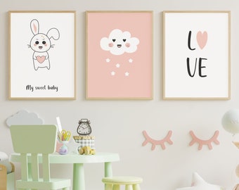 Boho Nursery Wall prints, Kids Room Wall Art, Cute Nursery Prints, Kids Room Decor, Digital Downloads