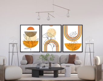 Abstract Wall Art Set of 3 Black and White Abstract Art Farmhouse Decor Bedroom Wall Art, Living Room Art, Printable