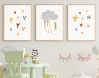 Boho Nursery Wall prints, Kids Room Wall Art, Cute Nursery Prints, Kids Room Decor, Digital Downloads