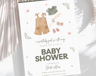 Faire-part de baby shower bohème mignon,