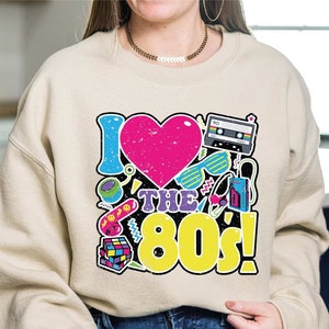 Vintage 80s Sweatshirt Retro Wild Cute Fun 80s Themed Party Essential Small  Pink