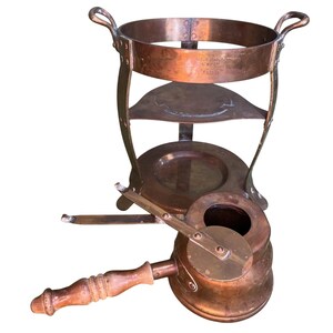Antique Bazar Francais Copper Warming Pot And Stand Francais NYC New York 666