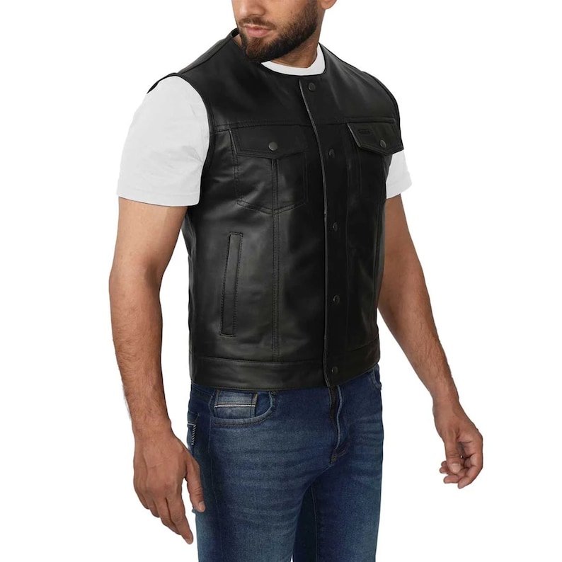 Men's Black Leather Vest Leather Vest for Men's Etsy