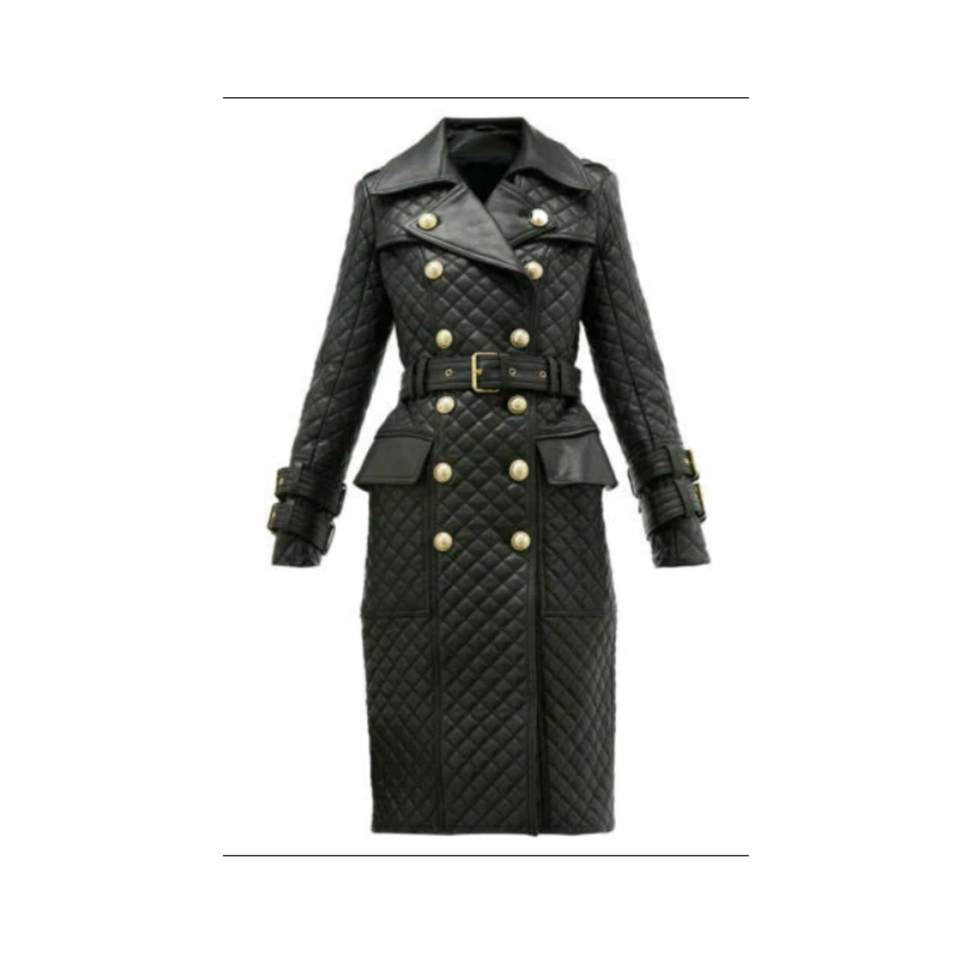 Women's Double Breasted Leather Trench Coat Halloween Etsy