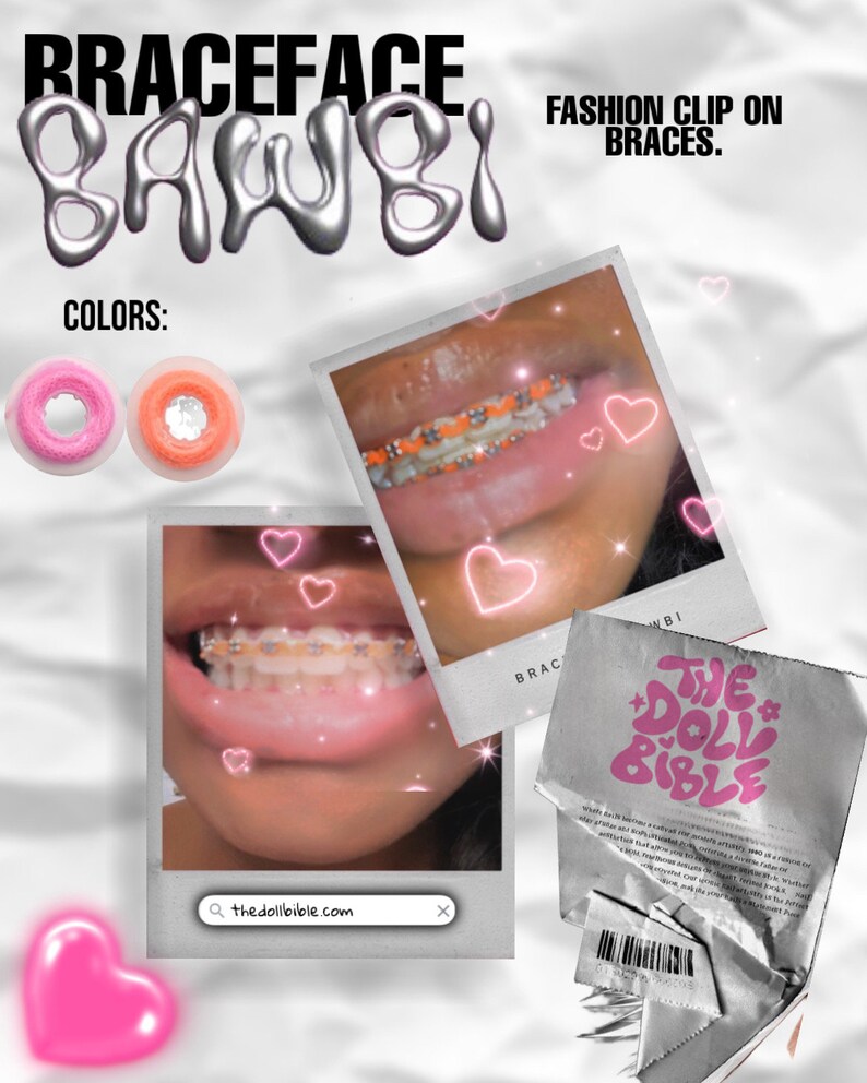 Fake aesthetic braces, fashion braces, teeth gem, fake braces image 1