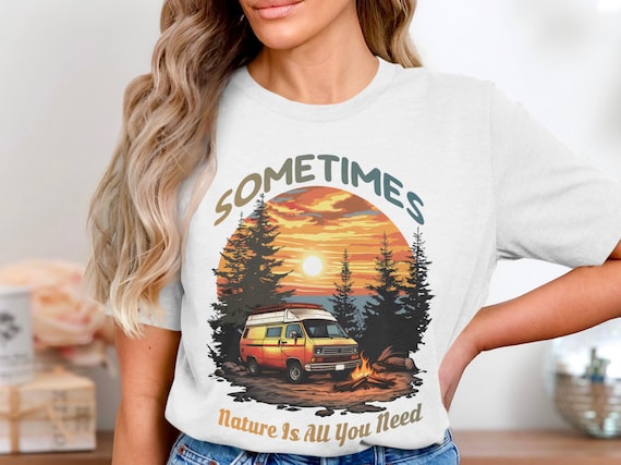 Nature Camper Van Sunset T-Shirt Design, Digital Download, Travel Van Life Shirt, Adventure Outdoors, Camping T Shirt Art, Downloadable Art