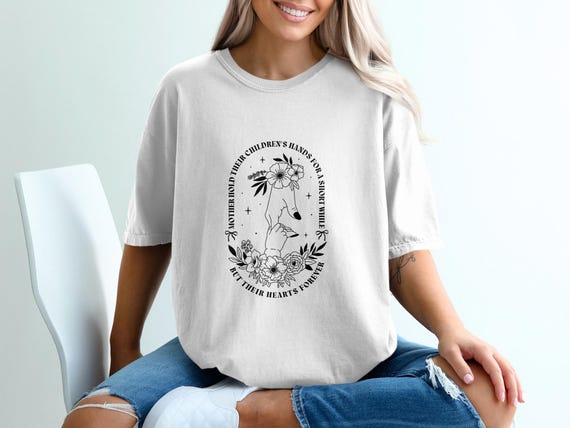 Mothers Hold Childrens Hands, Motherhood T-Shirt, Mothers Day Gift, Mom Digital Download, Floral Tee, PNG,Digital Art, Line Art
