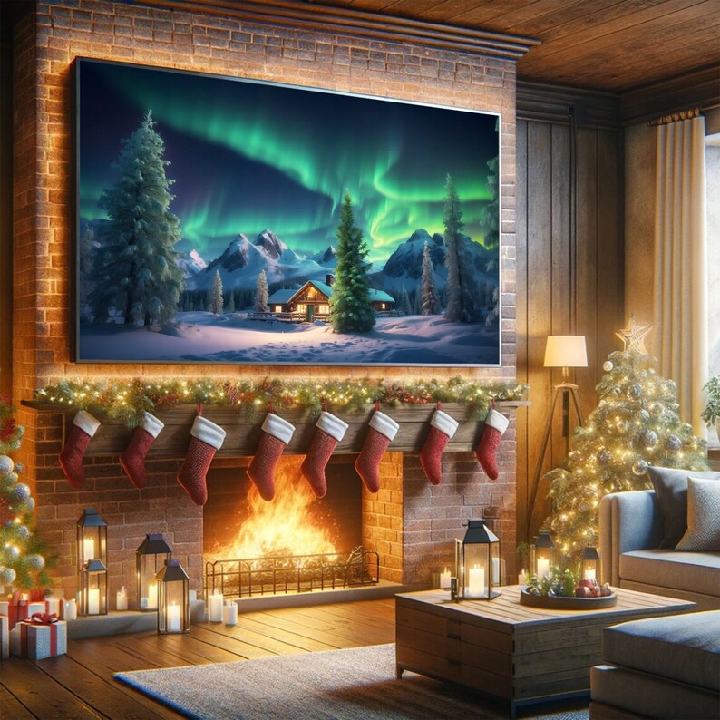 Christmas Frame TV Art Moody Winter Samsung Frame TV Art Etsy