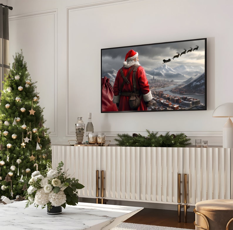 Christmas Samsung Frame TV Art Santa Claus Art for TV Etsy