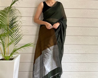 Timeless Elegance: Black Linen Silk Sarees for Indian Weddings