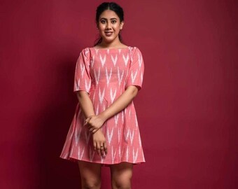 Ethnic Elegance: Indian Dress Tunic Top for Boho Clothing | Ikat Mini Dress for Summer Outfits