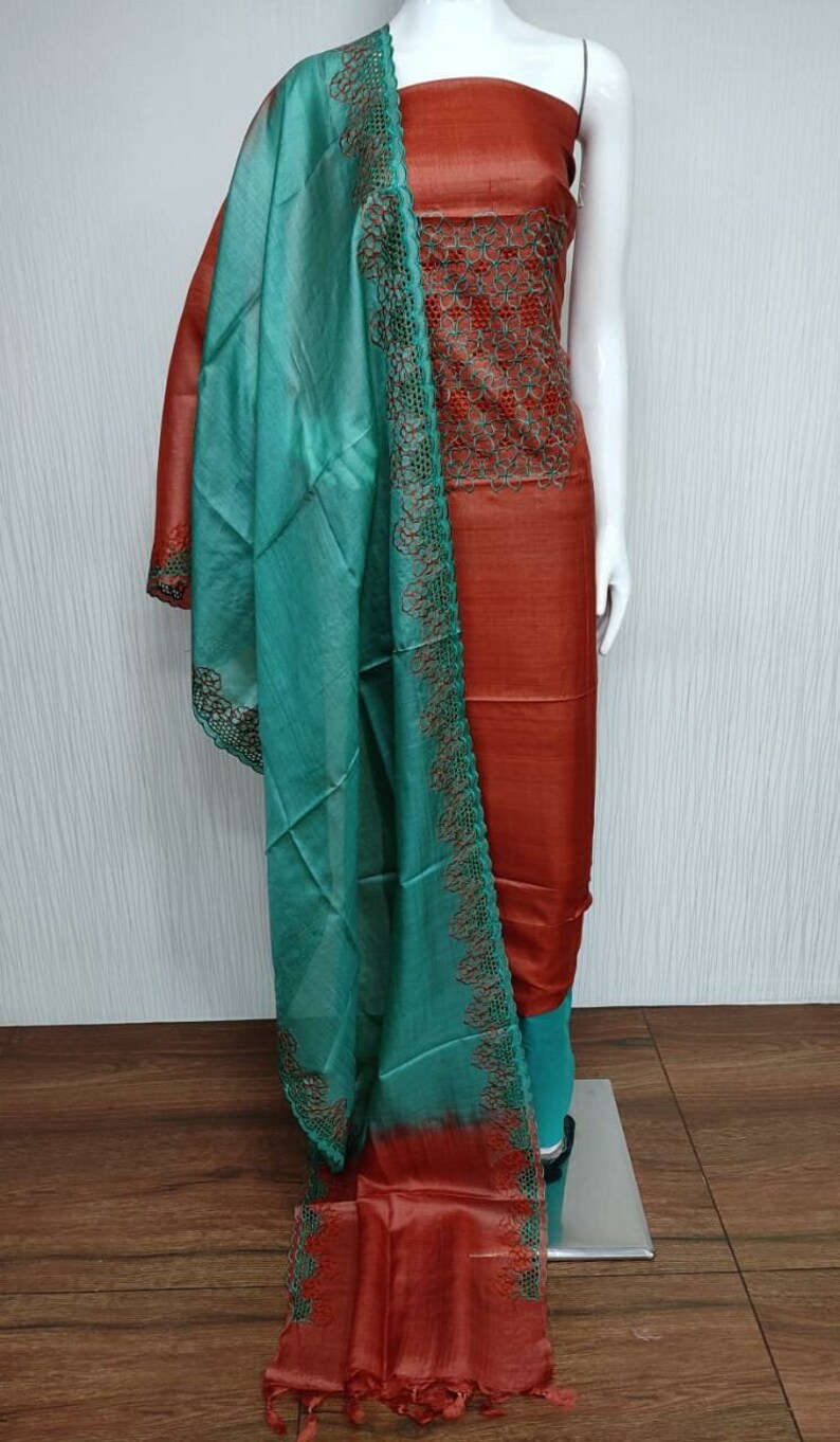 Unstitched Silk Mark Certified Tussar Silk Dress Materials Etsy