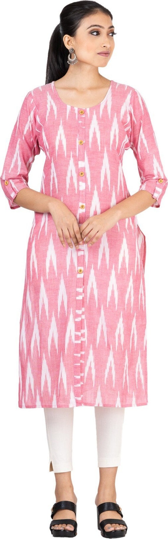 Maternity Kurta Ikat Cotton(Sassy peach)