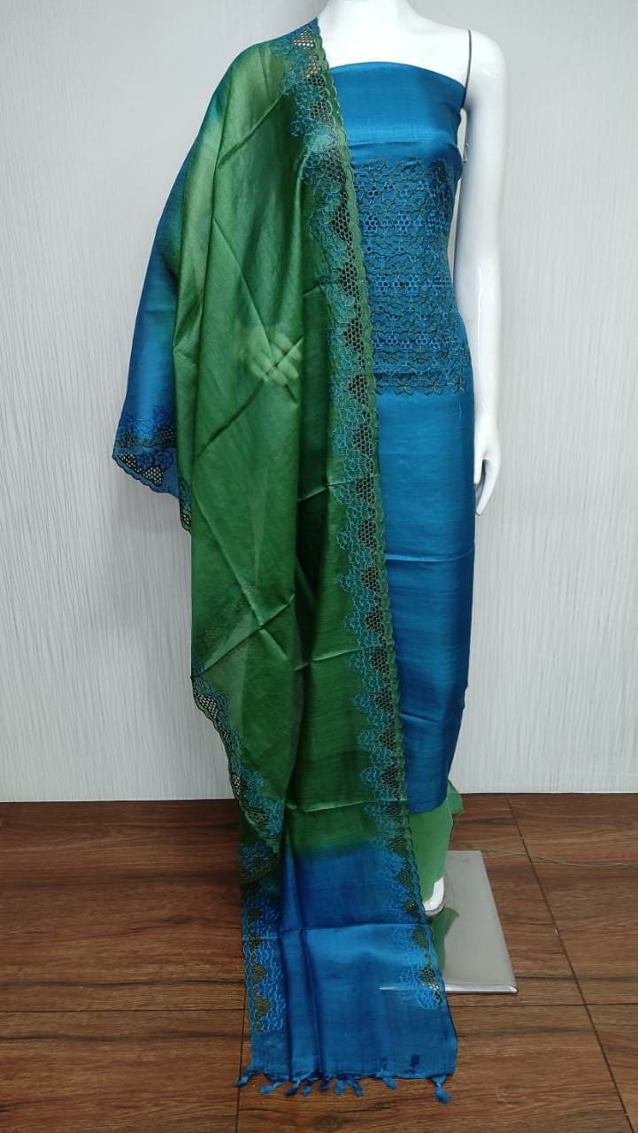 Silk salwar kameez,Red salwar kameez, unstitched punjabi suit, Salwar suit  material, FREE SHIPPING (Dark Green) : Handmade Products - Amazon.com