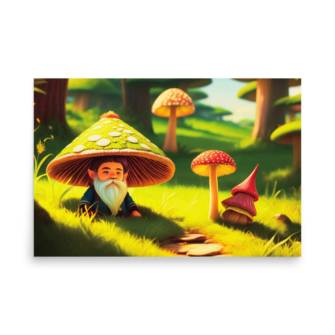 Adorable Cute Mushroom Man Poster Mushroom Fairy Fairies Etsy