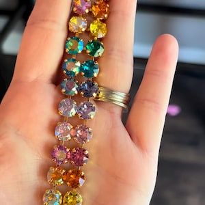 Double 8mm RAINBOW Crystal Bracelet. Genuine Austrian Crystal Bracelet. Women’s jewelry. Gifts for her.
