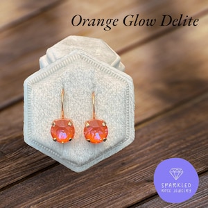 Orange Glow Delite Crystal Earrings. Genuine Austrian Crystal Earrings. Womens Earrings. Gifts for her. . Orange. Autumn Jewelry.