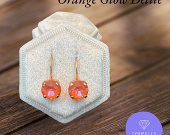 Orange Glow Delite Kristall Ohrringe. Echte Österreichische Kristall Ohrringe. Damen Ohrringe. Geschenke für sie. . Orange. Herbst Schmuck.