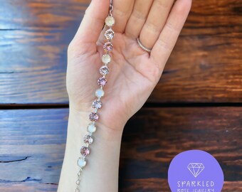 Vintage Rose 8 mm kristallarmband. Äkta österrikiskt kristallarmband. Damsmycken. Rosa/elfenben. Presenter till henne.