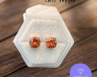 Chili Orange Kristall Ohrringe. Echte Österreichische Kristall Ohrringe. Damen Ohrringe. Geschenke für sie. Ohrstecker. . Herbst.