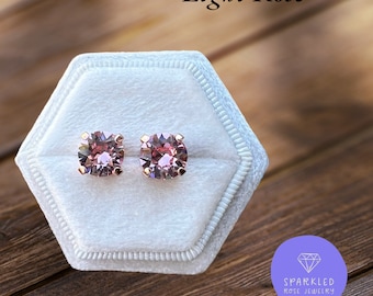 Light Rose Earrings. Genuine Austrian Crystal Earrings. Womens Earrings. Gifts for her. Studs/Drops.embellished with Swarovski® Crystals