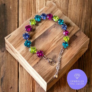 Rainbow Island 8mm Crystal Bracelet. Genuine Austrian Crystal Bracelet. Women’s jewelry. Summer bracelet. Gifts for her. Rainbow Jewelry.