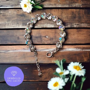 Sparkling Sands 8mm Crystal Bracelet. Genuine Austrian Crystal Bracelet. Women’s jewelry. Neutral Jewelry. Silk crystals. Gifts for her.