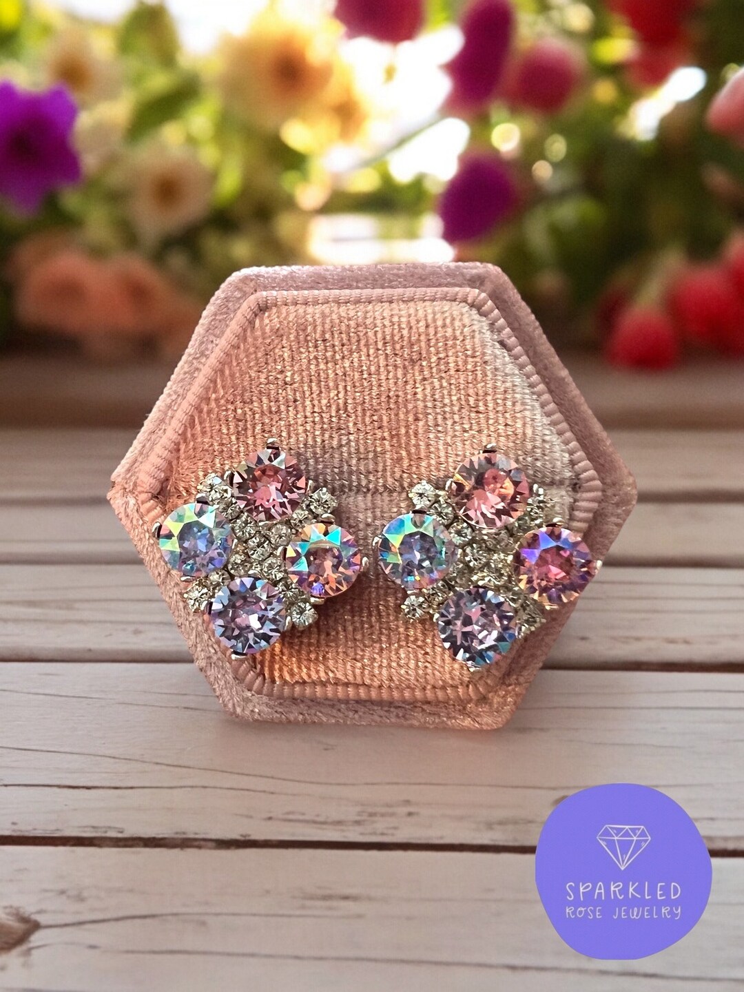 6mm Tropical Sunset (pink/purple) and Crystal Rhinestone QUAD Crystal ...