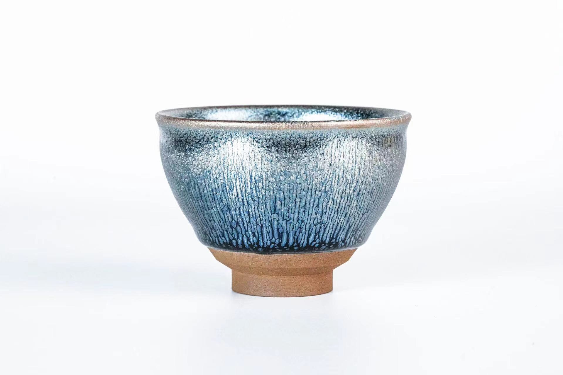 Tazza Da T&egrave; Jianzhan | Porcellana Lustro Tenmoku | 130ml | Stile Cinese Antico | Con Borsa